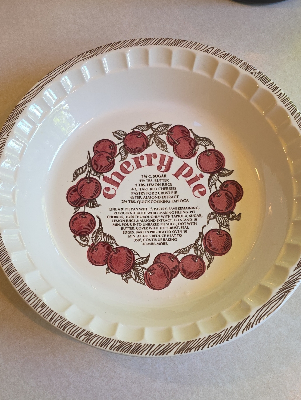 Vintage Ceramic Cherry Pie Dish